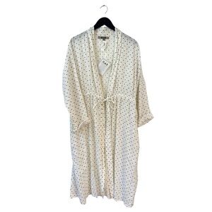FLAX Linen NWT Women’s Medium Queen For A Day Robe Polka Dot‎ Loungewear Cozy